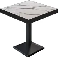 GGM Möbel BPA | Bistro Tisch | Quadratisch | Schwarzer Rand | 60 x 60 x 81 cm | Weiß Marmor / Schwarz