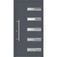 Haustuerenland.de Smarte Haustür "SMILLA" 79 mm RC2 mit Fingerprint Schiefergrau RAL 7015 innen öffnend DIN links