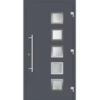 Haustuerenland.de Smarte Haustür "ELISABETH" 79 mm RC2 mit Fingerprint Schiefergrau RAL 7015 außen öffnend DIN rechts