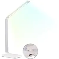 Lunartec Aluminium-Akku-Schreibtischleuchte, CCT, 280 Lumen, USB, silber/weiß
