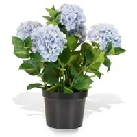 Fleur Ami Hortensie (Hydrangea) Kunstpflanze mit 5 Blüten blau