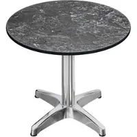 GGM Möbel CPBL | HPL Bistro Tisch | Ø:H 60 x 78 cm | Felsen / Aluminium | Klappbar + Zusatzgewicht | Rund