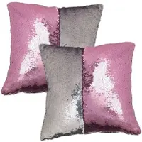 Wilson Gabor 2er-Set Deko-Pailletten-Kissenbezüge, Velours, pink/silbern, 40x40 cm