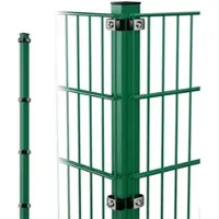Voss.garden Doppelstabmattenzaun Eck-Zaunpfosten + Klemmen, 200cm, grün, zum Einbetonieren