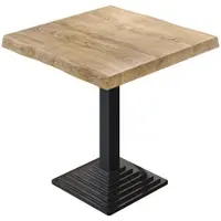 GGM Möbel PPY | Bistro Baumkanten Tisch | Quadratisch | 70 x 70 x 81 cm | Eiche / Schwarz