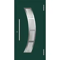 Haustuerenland.de Aluminium Haustür RC2 "MEIKE" 78 mm Edelstahl Moosgrün RAL 6005 beidseitig außen öffnend DIN rechts