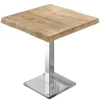 GGM Möbel PMD | Bistro Baumkanten Tisch | Quadratisch | 80 x 80 x 77 cm | Eiche / Edelstahl