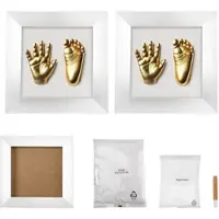 Your Design 2er-Set 3D-Abform-Sets Baby-Hand & Fußabdruck mit Holzrahmen, 24x24 cm