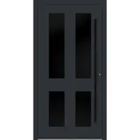 Haustuerenland.de Aluminium Haustür RC2 "MELANIE" 90 mm BLACKLINE Anthrazit RAL 7016 innen öffnend DIN rechts