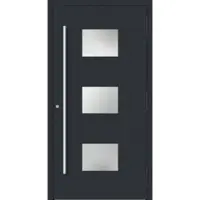 Haustuerenland.de Aluminium Haustür "MARGARETE" 90 mm RC2 Anthrazit RAL 7016 beidseitig außen öffnend DIN rechts