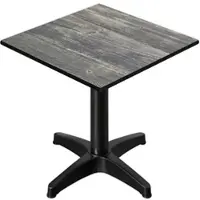 GGM Möbel CPBL | HPL Bistro Tisch | B:T:H 70 x 70 x 78 cm | Rustikal Kiefer / Aluminium | Klappbar + Zusatzgewicht | Quadratisch
