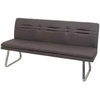 BERLINLODGE Sitzbank | HxBxT 90x180x59cm | Sitzhöhe 49cm | Rückenlehne Stoff/Textil Edelstahl gebürstet | Grau-Braun 180cm | Esszimmerbank Bank Polsterbank