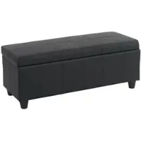 BERLINLODGE Aufbewahrungs-Truhe Lars | HxBxT 45x114x45cm | Kunstleder | Schwarz matt | Sitzbank Bank