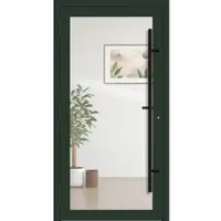 Haustuerenland.de PREMIUM Aluminium-Glas Haustür "HELENA" 90 mm BLACKLINE flächenbündig Tannengrün matt RAL 6009 beidseitig außen öffnend DIN links