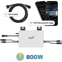 SUNNIVA Fox ESS Mikro-Wechselrichter 800 W M1-800-E für Balkonkraftwerk, IP67 wetterfest, Plug-&-Play Installation, 2 MPPT, Bluetooth & WIFI, inkl. 5 m Anschlusskabel, Micro Inverter