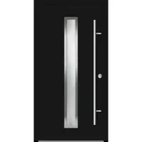 Haustuerenland.de Aluminium Haustür "AURORA" 82 mm RC2 Tiefschwarz RAL 9005 beidseitig innen öffnend DIN rechts