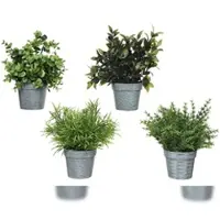 Décoris 1 Kunstpflanze 21cm Kräuter im Topf künstliche Grünpflanzen Dekopflanzen grau