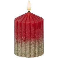 MARELIDA Liv Echtwachs gerillt mit Rillen 7x10cm Timer rot gold Weihnachten