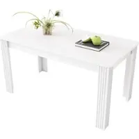 MODFU Esstisch Weiß 116x65x75 cm rechteckig mit vier stabilen Beinen, moderne Tischplatte aus Spanplatte, pflegeleicht und belastbar