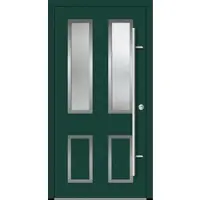 Haustuerenland.de Aluminium Landhaustür "CORGINA" 82 mm RC2 Moosgrün RAL 6005 beidseitig innen öffnend DIN rechts