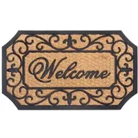 NYVI Fußmatte Kokos - 45x75 cm Rechteckig - Welcome Ornamente