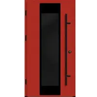 Haustuerenland.de Aluminium Haustür "BENJA" 82 mm RC2 BLACKLINE Feuerrot RAL 3000 beidseitig außen öffnend DIN links