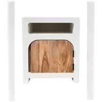 SIT Möbel Nachtkommode 1 Tür, 1 offenes Fach | Akazie natur, Kalkputz weiß | B 50 x T 40 x H 60 cm | 14959-10
