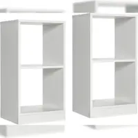 Costway Set von 2 Bücherregalen, Stehende Regale mit 2 Ebenen, Holz Würfel Regal, Büroregal, Weiß, 38 x 33 x 72,5 cm