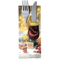 Ornamensa 30 Bestecktaschen mit Serviette Glühwein Weihnachten 20 cm