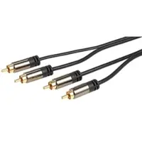 Auviso Premium-Stereo-Kabel 2 Cinch auf 2 Cinch, schwarz, 10 m, vergoldet