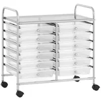Costway Rollwagen mit 12 stapelbaren Schubladen, Rollcontainer mit Metallrahmen und Ablage, 64 x 38 x 62 cm (transparent)