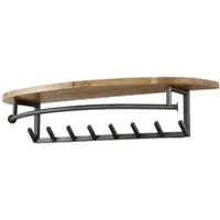 Feeling4Home Garderobe Ovrund aus massivem Akazienholz, Industrial Design, natur, mit Hutablage und 8 Haken