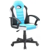 Dmora Gaming-Stühl Dfaraon, Kinder-Gaming-Sessel, Schreibtischstuhl, 56x55h89/100 cm, Himmelblau und Weiß