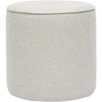 Miliboo Runder Pouf aus Stoff in Beige mit samtigem Effekt und Textur D40 cm PAUL