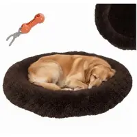 Benno Hundebett BALU 70x70x16 cm in Donutform, braun, Kuschelbett aus Polyester mit Polypropylen-Füllung, waschbar, rutschfestes Unterteil, inkl. Kauknochen