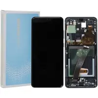 Samsung LCD Display mit Rahmen für Galaxy S20 Ultra, Galaxy S20 Ultra 5 G, Cosmic Black, ohne Kamera