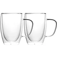 B&S Thermogläser mit Henkel doppelwandig (2 x 350ml) Tassen aus Borosilikatglas