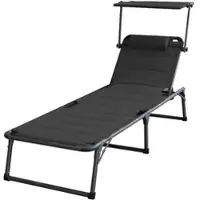 Prestige Home Living Outdoor XXL-Komfort-Sonnenliege inkl. Kissen gepolstert aus Aluminium - Schwarz