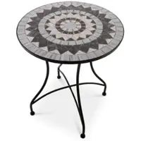 Raburg Mosaiktisch, 60 cm Ø, Gartentisch mit Mosaikmuster, Kleiner Balkon- und Terrassentisch mit mediterranem Flair, Anthrazit-Grau-Blau, Mayla