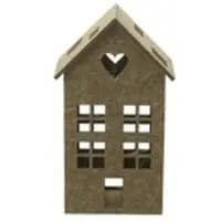 HOME STORY LED Dekohaus , grün , Filz , Maße (cm): B: 24 H: 40 T: 16.0