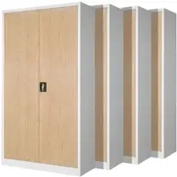 DELUKE MegaDeal 4x Aktenschrank abschließbar KADO - 5 Ebenen, Flügeltüren | Metallschrank Werkstatt Büroschrank aus Stahl, 195x90x40cm Weiß-Sonoma Eiche