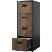 DELUKE JAN NOWAK Hängeregisterschrank Abschließbar SARA 4 Schubladen 132 x 46 x 62 cm Anthrazit-Nussbaum