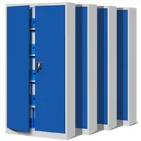 DELUKE MegaDeal 4x Aktenschrank abschließbar KADO - 5 Ebenen, Flügeltüren | Metallschrank Werkstatt Büroschrank aus Stahl, 185x90x40cm Grau-Blau