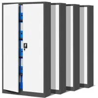 DELUKE MegaDeal 4x Aktenschrank abschließbar KADO - 5 Ebenen, Flügeltüren | Metallschrank Werkstatt Büroschrank aus Stahl, 195x90x40cm Anthrazit-Weiß