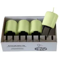 Kopschitz Kerzen 4er Set Adventskerzen mit Safety Clip und Kerzenstecker (Haltekrallen) Kiwi Hellgrün 6 x ? 5 cm
