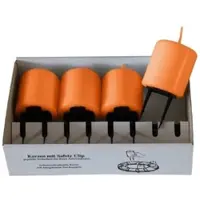 Kopschitz Kerzen 4er Set Adventskerzen mit Safety Clip und Kerzenstecker (Haltekrallen) Karotte Dunkelorange 6 x ? 5 cm