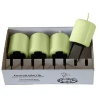 Kopschitz Kerzen 4er Set Adventskerzen mit Safety Clip und Kerzenstecker (Haltekrallen) Kiwi Hellgrün 8 x ? 5 cm