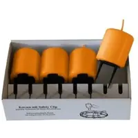 Kopschitz Kerzen 4er Set Adventskerzen mit Safety Clip und Kerzenstecker (Haltekrallen) Mango Orange 8 x ? 5 cm