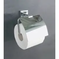 Bravat Quaruna WC-Papierhalter 753910 mit Deckel, chrom, zum Kleben oder Schrauben