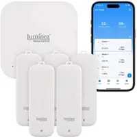 Luminea Home Control 5er-Set Temperatur- & Feuchtigkeitssensoren, WLAN-Gateway, App, IP65